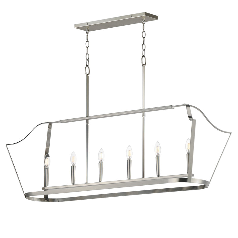 Maxim Arden 48in 6-Light Linear Pendant | Transitional Satin Nickel Steel | Kitchen Island & Dining Room | 48 x 14 x 31 in | Model 10427SN
