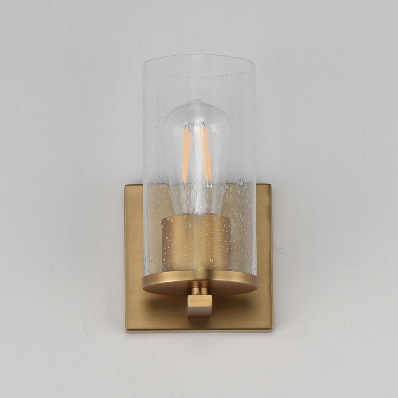 Maxim Lighting Livingston 1-Light Wall Sconce | Modern Natural Aged Brass and Clear Seeded Glass | Bedroom & Hallway Accent Light | Model 10461CDNAB
