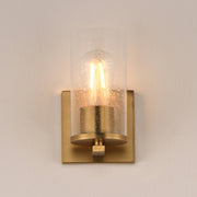 Maxim Lighting Livingston 1-Light Wall Sconce | Modern Natural Aged Brass and Clear Seeded Glass | Bedroom & Hallway Accent Light | Model 10461CDNAB