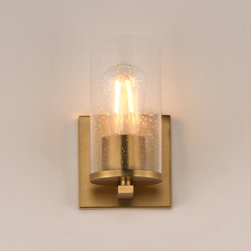 Maxim Lighting Livingston 1-Light Wall Sconce | Modern Natural Aged Brass and Clear Seeded Glass | Bedroom & Hallway Accent Light | Model 10461CDNAB
