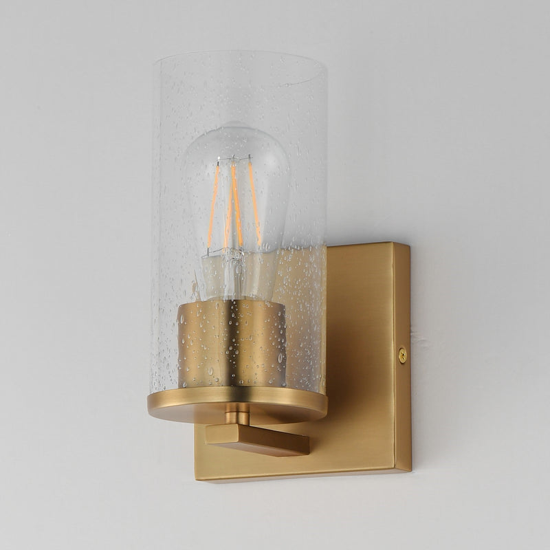 Maxim Lighting Livingston 1-Light Wall Sconce | Modern Natural Aged Brass and Clear Seeded Glass | Bedroom & Hallway Accent Light | Model 10461CDNAB