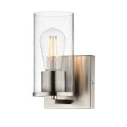 Maxim Livingston 1-Light Wall Sconce | Modern Satin Nickel and Clear Seeded Glass | Bedroom & Hallway Accent Light | Model 10461CDSN