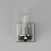 Maxim Livingston 1-Light Wall Sconce | Modern Satin Nickel and Clear Seeded Glass | Bedroom & Hallway Accent Light | Model 10461CDSN