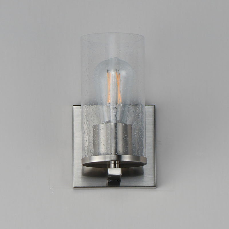 Maxim Livingston 1-Light Wall Sconce | Modern Satin Nickel and Clear Seeded Glass | Bedroom & Hallway Accent Light | Model 10461CDSN
