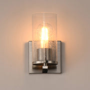 Maxim Livingston 1-Light Wall Sconce | Modern Satin Nickel and Clear Seeded Glass | Bedroom & Hallway Accent Light | Model 10461CDSN