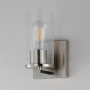 Maxim Livingston 1-Light Wall Sconce | Modern Satin Nickel and Clear Seeded Glass | Bedroom & Hallway Accent Light | Model 10461CDSN