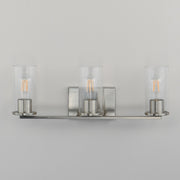 Maxim Livingston 23in 3-Light Bath Vanity | Modern Satin Nickel and Clear Seeded Glass | Bathroom Vanity & Powder Room | Model 10463CDSN