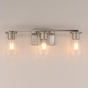 Maxim Livingston 23in 3-Light Bath Vanity | Modern Satin Nickel and Clear Seeded Glass | Bathroom Vanity & Powder Room | Model 10463CDSN