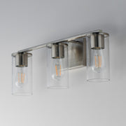 Maxim Livingston 23in 3-Light Bath Vanity | Modern Satin Nickel and Clear Seeded Glass | Bathroom Vanity & Powder Room | Model 10463CDSN