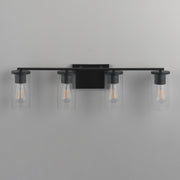 Maxim Livingston 30in 4-Light Bath Vanity | Modern Matte Black and Clear Seeded Glass | Bathroom Vanity & Powder Room | Model 10464CDBK