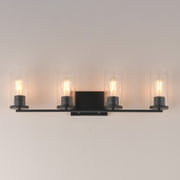 Maxim Livingston 30in 4-Light Bath Vanity | Modern Matte Black and Clear Seeded Glass | Bathroom Vanity & Powder Room | Model 10464CDBK