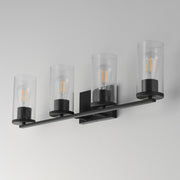 Maxim Livingston 30in 4-Light Bath Vanity | Modern Matte Black and Clear Seeded Glass | Bathroom Vanity & Powder Room | Model 10464CDBK