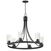 Maxim Livingston 30in 6-Light Chandelier | Modern Matte Black and Clear Seeded Glass | Dining Room & Foyer | 30 x 30 x 26.5 in | Model 10466CDBK