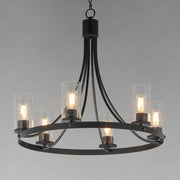 Maxim Livingston 30in 6-Light Chandelier | Modern Matte Black and Clear Seeded Glass | Dining Room & Foyer | 30 x 30 x 26.5 in | Model 10466CDBK