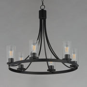 Maxim Livingston 30in 6-Light Chandelier | Modern Matte Black and Clear Seeded Glass | Dining Room & Foyer | 30 x 30 x 26.5 in | Model 10466CDBK