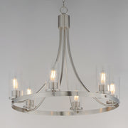 Maxim Livingston 30in 6-Light Chandelier | Modern Satin Nickel and Clear Seeded Glass | Dining Room & Foyer | 30 x 30 x 26.5 in | Model 10466CDSN