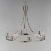 Maxim Livingston 30in 6-Light Chandelier | Modern Satin Nickel and Clear Seeded Glass | Dining Room & Foyer | 30 x 30 x 26.5 in | Model 10466CDSN