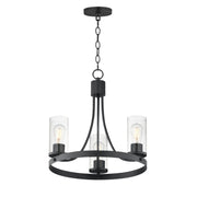 Maxim Livingston 20in 3-Light Chandelier | Modern Matte Black and Clear Seedy Glass | Dining Room & Foyer | 20 x 20 x 19.25 in | Model 10467CDBK
