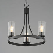 Maxim Livingston 20in 3-Light Chandelier | Modern Matte Black and Clear Seedy Glass | Dining Room & Foyer | 20 x 20 x 19.25 in | Model 10467CDBK