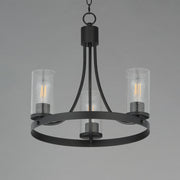 Maxim Livingston 20in 3-Light Chandelier | Modern Matte Black and Clear Seedy Glass | Dining Room & Foyer | 20 x 20 x 19.25 in | Model 10467CDBK