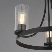 Maxim Livingston 20in 3-Light Chandelier | Modern Matte Black and Clear Seedy Glass | Dining Room & Foyer | 20 x 20 x 19.25 in | Model 10467CDBK
