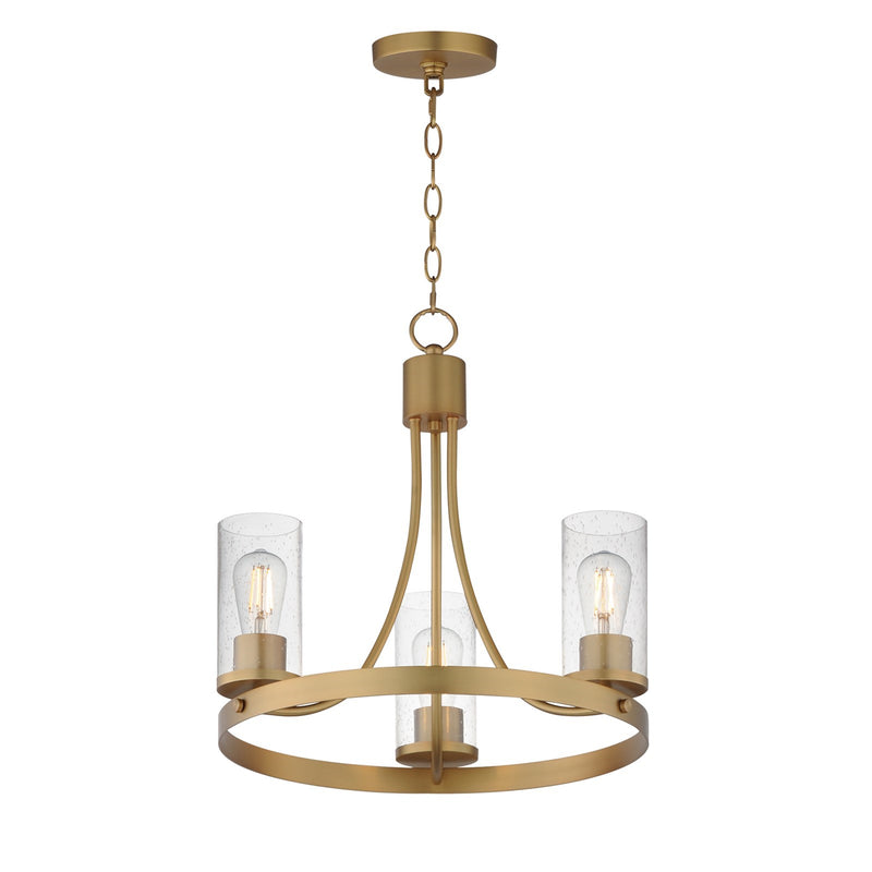 Maxim Livingston 20in 3-Light Chandelier | Modern Natural Aged Brass and Clear Seedy Glass | Dining Room & Foyer | Model 10467CDNAB