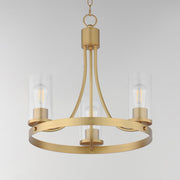 Maxim Livingston 20in 3-Light Chandelier | Modern Natural Aged Brass and Clear Seedy Glass | Dining Room & Foyer | Model 10467CDNAB