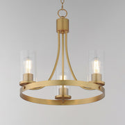 Maxim Livingston 20in 3-Light Chandelier | Modern Natural Aged Brass and Clear Seedy Glass | Dining Room & Foyer | Model 10467CDNAB