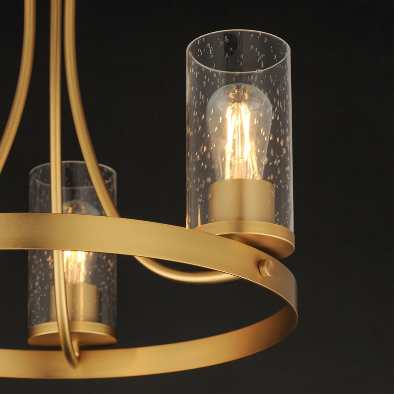 Maxim Livingston 20in 3-Light Chandelier | Modern Natural Aged Brass and Clear Seedy Glass | Dining Room & Foyer | Model 10467CDNAB