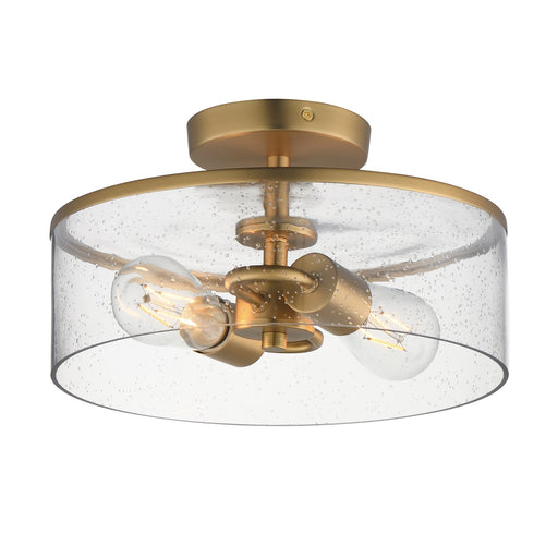 Maxim Lighting Livingston 12in 2-Light Semi-Flush Mount | Modern Natural Aged Brass and Clear Seeded Glass | Bedroom & Hallway | Model 10469CDNAB