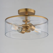 Maxim Lighting Livingston 12in 2-Light Semi-Flush Mount | Modern Natural Aged Brass and Clear Seeded Glass | Bedroom & Hallway | Model 10469CDNAB