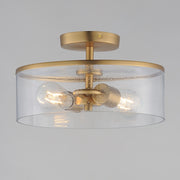 Maxim Lighting Livingston 12in 2-Light Semi-Flush Mount | Modern Natural Aged Brass and Clear Seeded Glass | Bedroom & Hallway | Model 10469CDNAB