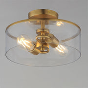 Maxim Lighting Livingston 12in 2-Light Semi-Flush Mount | Modern Natural Aged Brass and Clear Seeded Glass | Bedroom & Hallway | Model 10469CDNAB