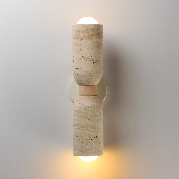 Maxim Lighting Pompeii 2 Light Wall Sconce, Travertine/Oyster