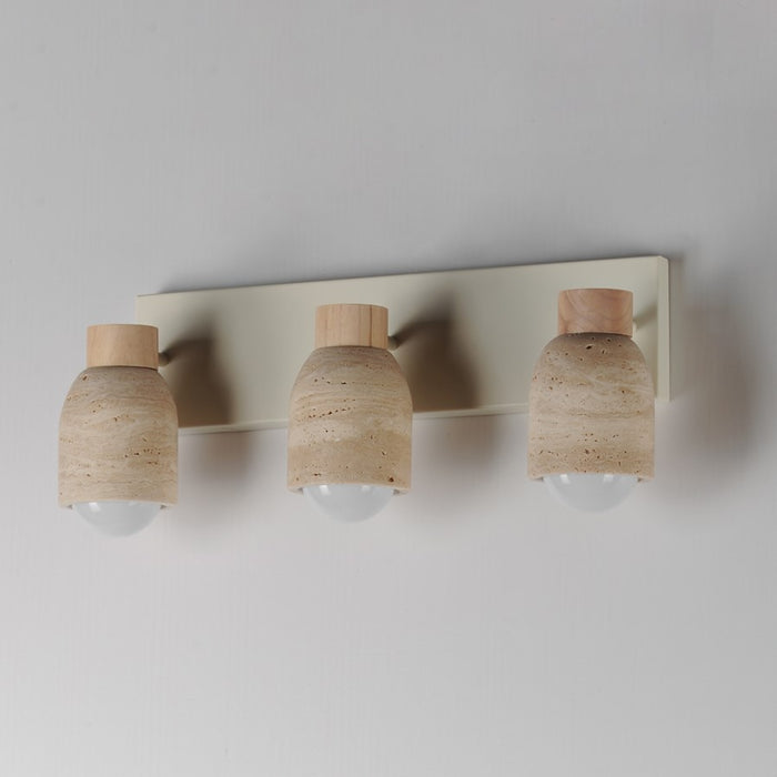 Maxim Lighting Pompeii 3 Light Bath Vanity, Travertine/Oyster