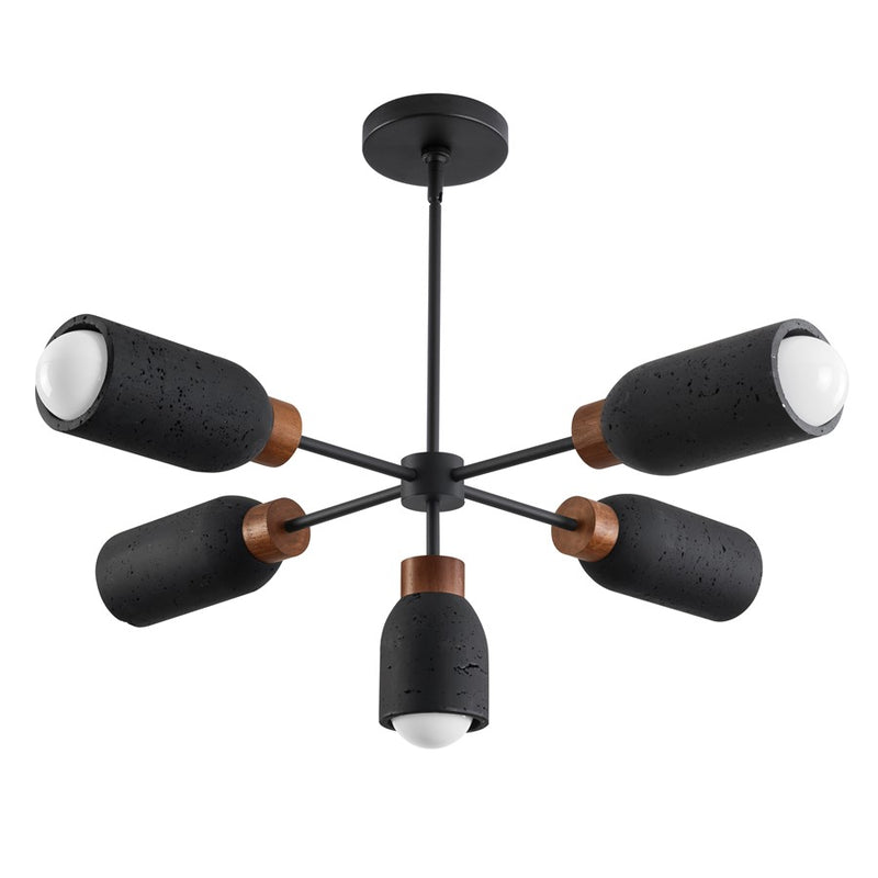 Maxim Lighting Pompeii 5 Light Chandelier, Lava/Black