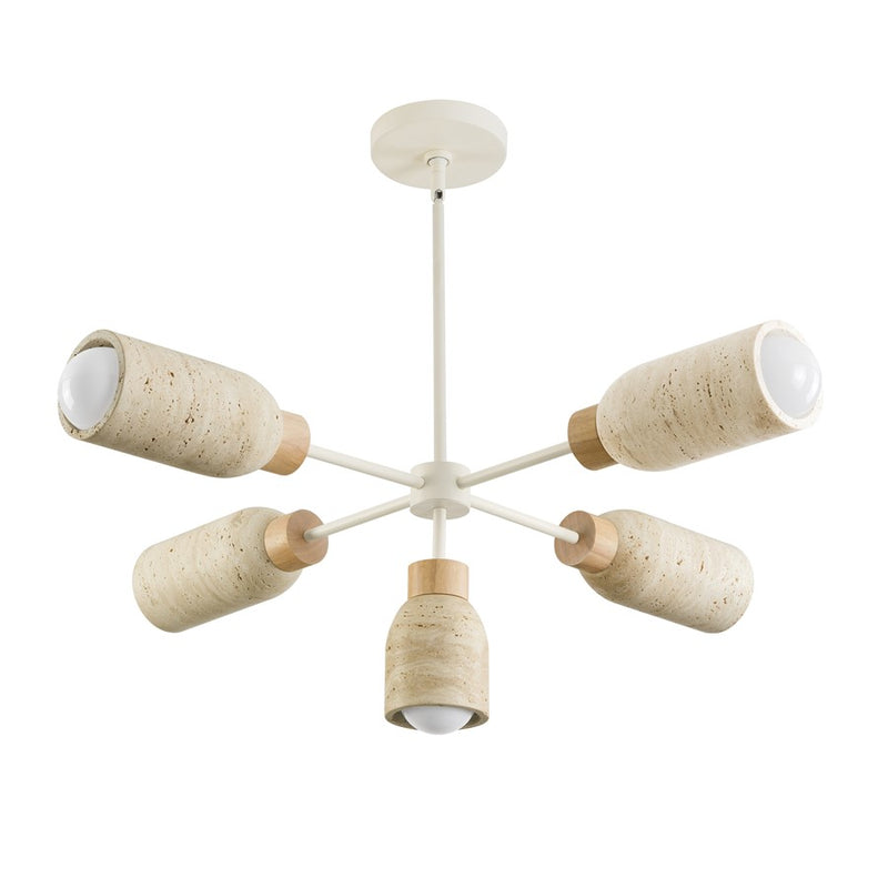 Maxim Lighting Pompeii 5 Light Chandelier, Travertine/Oyster