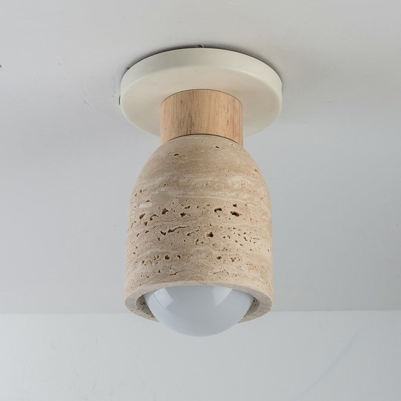 Maxim Lighting Pompeii 1 Light Flush Mount, Travertine/Oyster