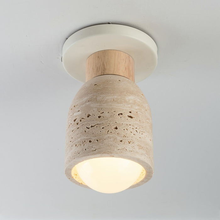 Maxim Lighting Pompeii 1 Light Flush Mount, Travertine/Oyster