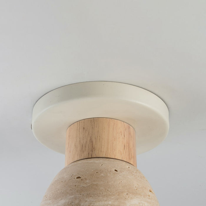 Maxim Lighting Pompeii 1 Light Flush Mount, Travertine/Oyster