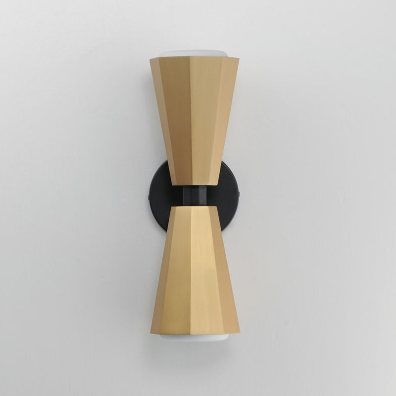 Maxim Lighting Rizzo 2 Light Wall Sconce, Black/Brass/Satin White