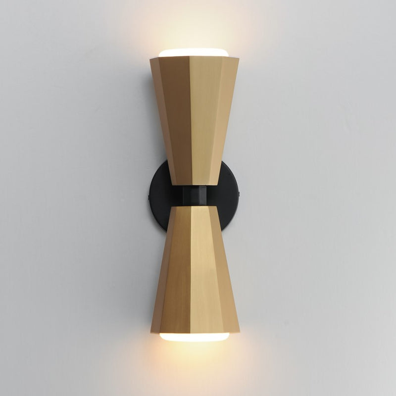 Maxim Lighting Rizzo 2 Light Wall Sconce, Black/Brass/Satin White