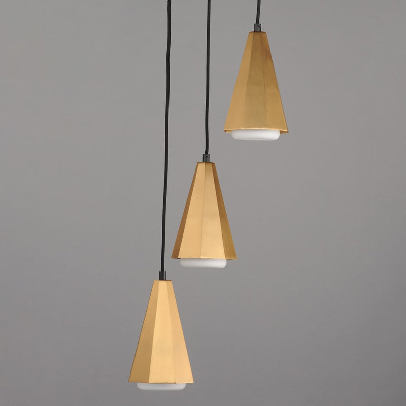 Maxim Lighting Rizzo 3Lt Multi-Light Pendant, Black/Brass/White
