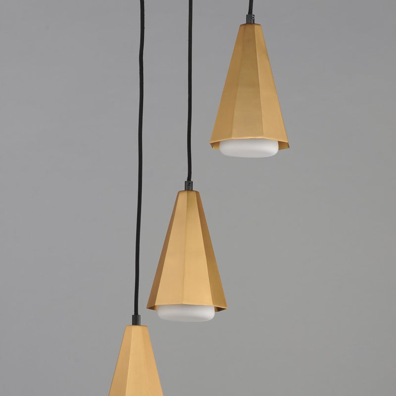 Maxim Lighting Rizzo 3Lt Multi-Light Pendant, Black/Brass/White