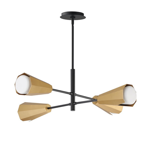 Maxim Lighting Rizzo 4 Light Chandelier, Black/Brass/Satin White - 10815SWBKAB