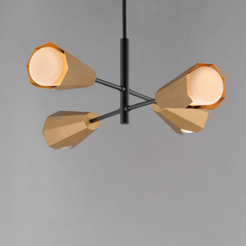 Maxim Lighting Rizzo 4 Light Chandelier, Black/Brass/Satin White