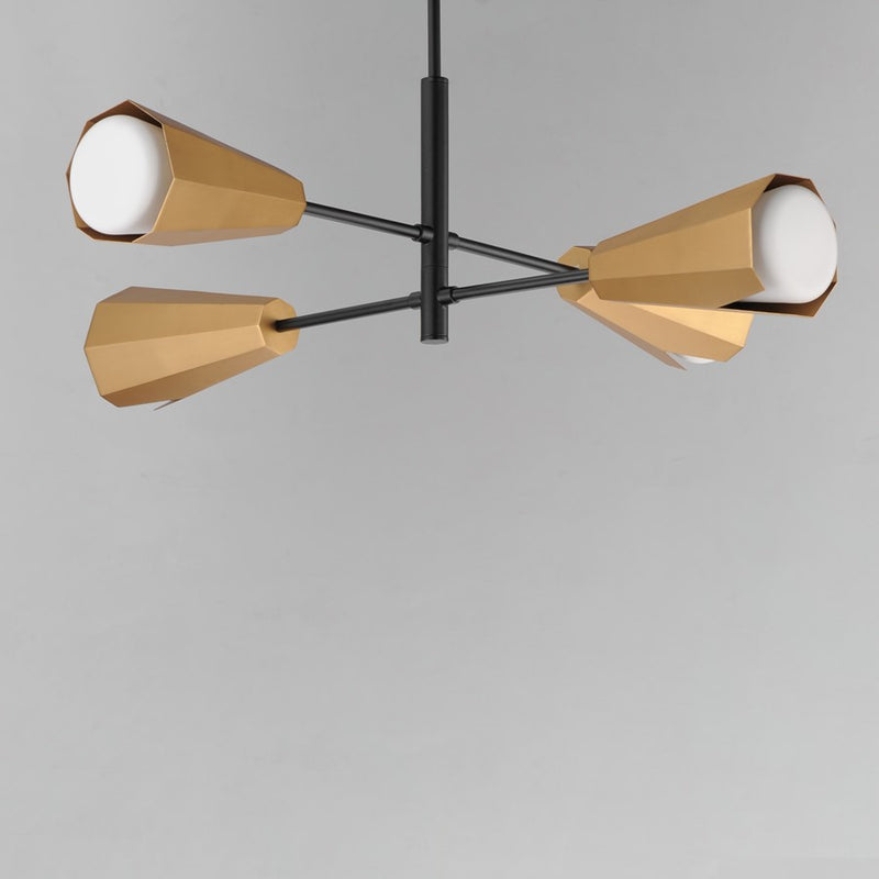 Maxim Lighting Rizzo 4 Light Chandelier, Black/Brass/Satin White
