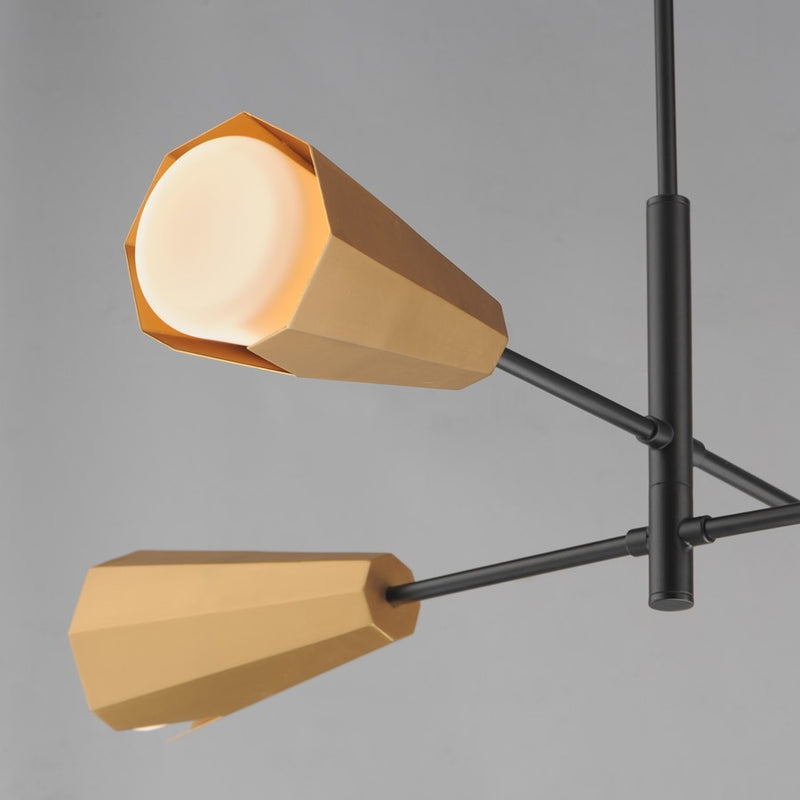 Maxim Lighting Rizzo 4 Light Chandelier, Black/Brass/Satin White