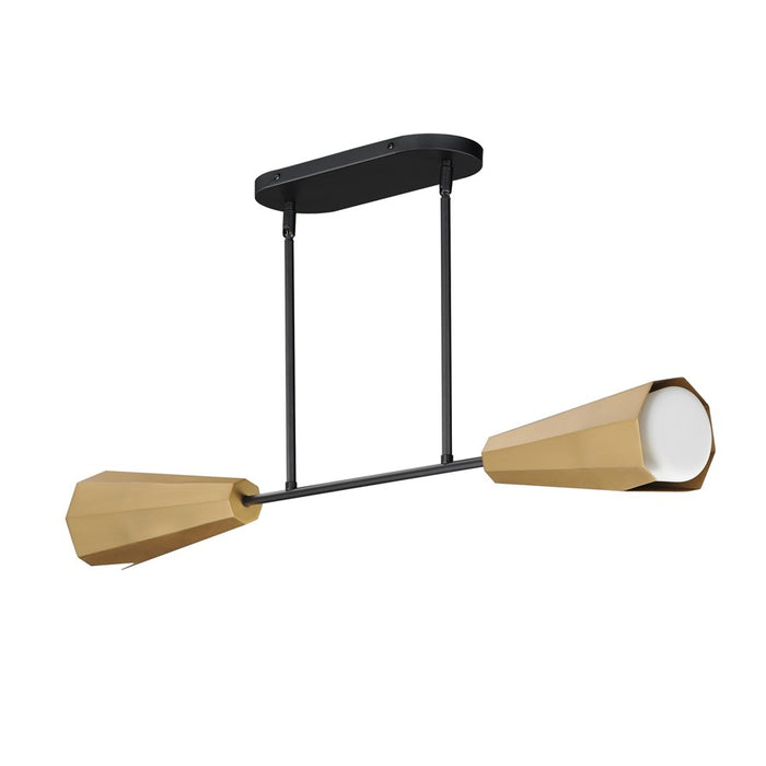 Maxim Lighting Rizzo 2Lt Linear Pendant, Black/Brass/Satin White - 10816SWBKAB