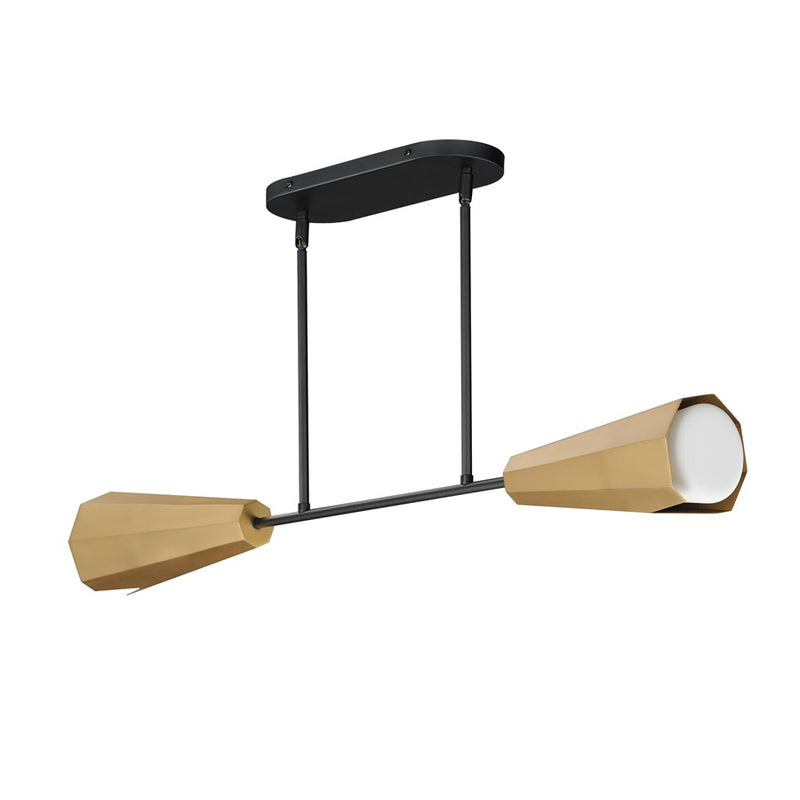 Maxim Lighting Rizzo 2Lt Linear Pendant, Black/Brass/Satin White